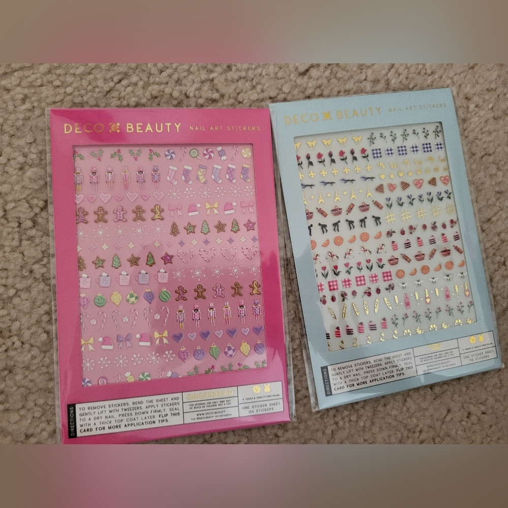 New Deco Miami Beauty Nail Art Stickers Set of 2 Paris Picnic And Gingerbread